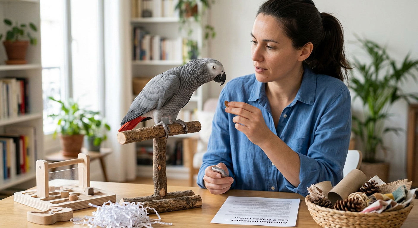 éducation perroquet — Les 7 étapes clés pour une éducation positive et des comportements désirables chez votre perroquet