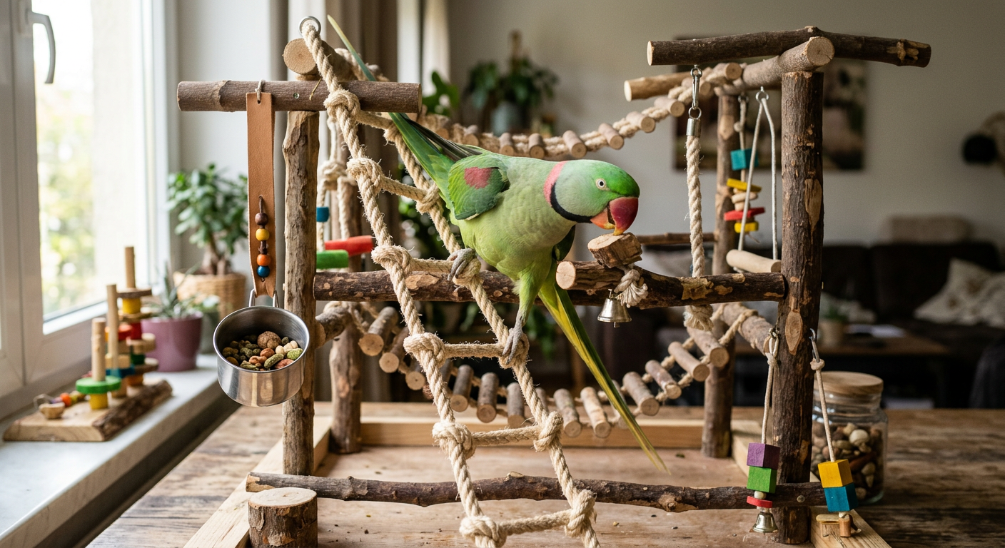 parc d'activités perroquet — Construire un parc d'activités pour perroquets : idées créatives et économiques pour stimuler votre oiseau