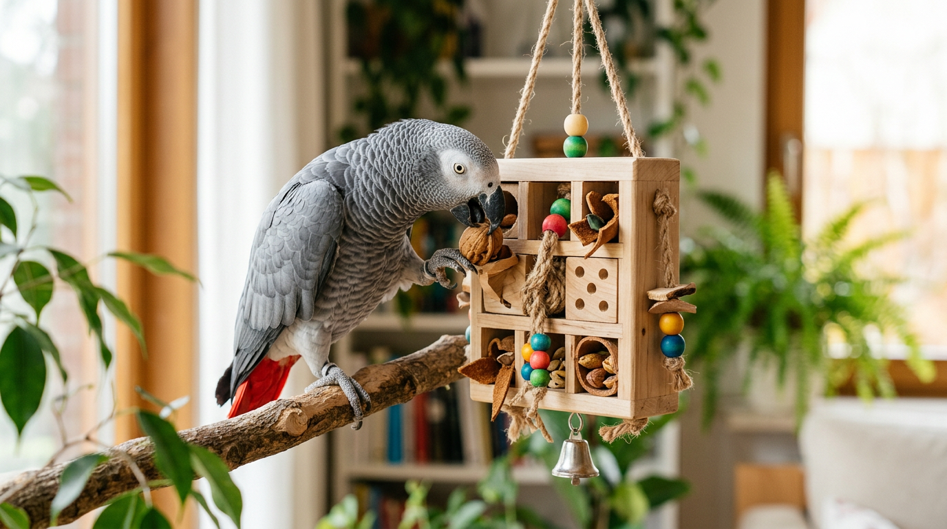 Les 5 Jouets Artisanaux Indispensables pour Stimuler l'Intelligence de Votre Perroquet