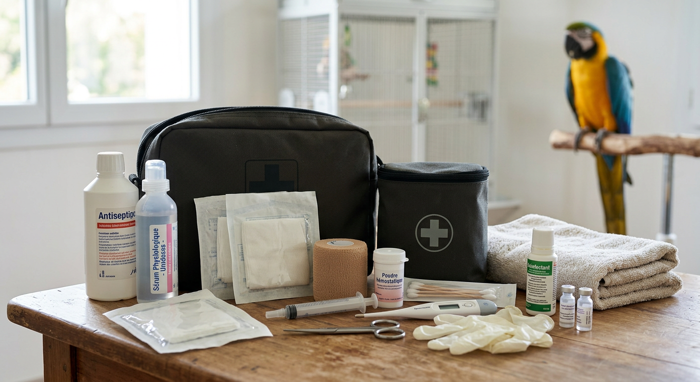 premiers secours perroquet — Trousse de premiers secours pour perroquet : les indispensables à avoir en cas d'urgence